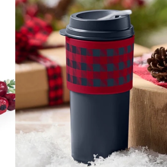 Tupperware Holiday Buffalo Eco to go Cup NEW Red - Picture 1 of 9